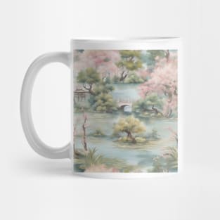 Traditional chinoiserie landscape in soft palette Mug